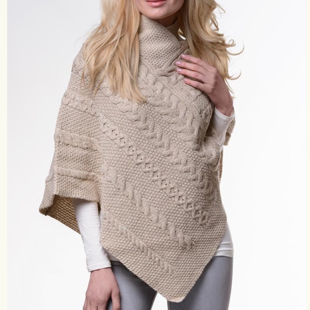 Aran Cable Poncho - made in Ireland